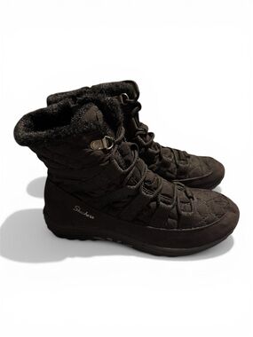 Skechers Women's Black Quilted Lace-Up Insulated Boots